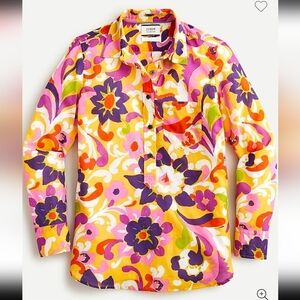 J. Crew Collection Colorful Floral Button Down Shirt Sz 4